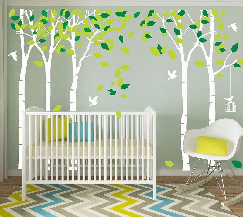 LUCKKYY Giant Jungle Tree Wall Decal Tree Wall Sticker Removable Vinyl Sticker Mural Art Kids Room Nursery Bedroom Living Room Decoration (103.9x70.9) (White) - Image 3